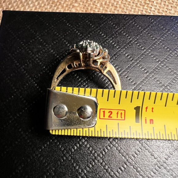 Vintage Emerald and Diamond Cocktail 14 Kt Gold Ring Women's Size 7 - Picture 10 of 12